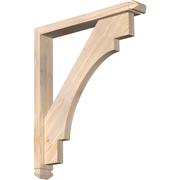 Ekena Millwork Merced Arts and Crafts Smooth Bracket w/ Offset Brace, Douglas Fir, 3 1/2"W x 24"D x 28"H BKT0402X24X28MRC03SDF - main